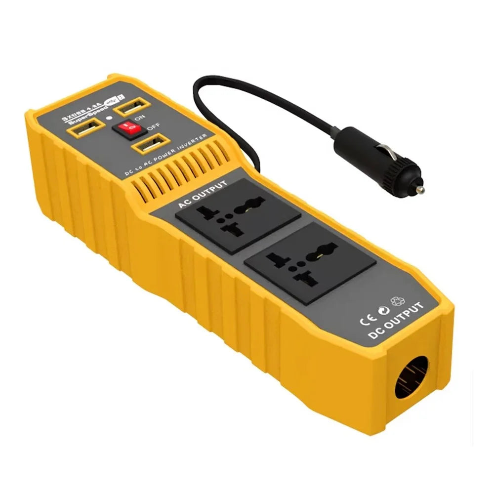 12V DC to 220V AC 400W Car Power Inverter Portable 3 USB Ports + 2 AC Outlets Converter - 1