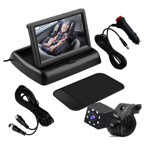 Foldable 4.3 Inch Screen HD 1080P Baby Car Rearview Monitor with Wide Angle Infrared Night Vision Camera - 1