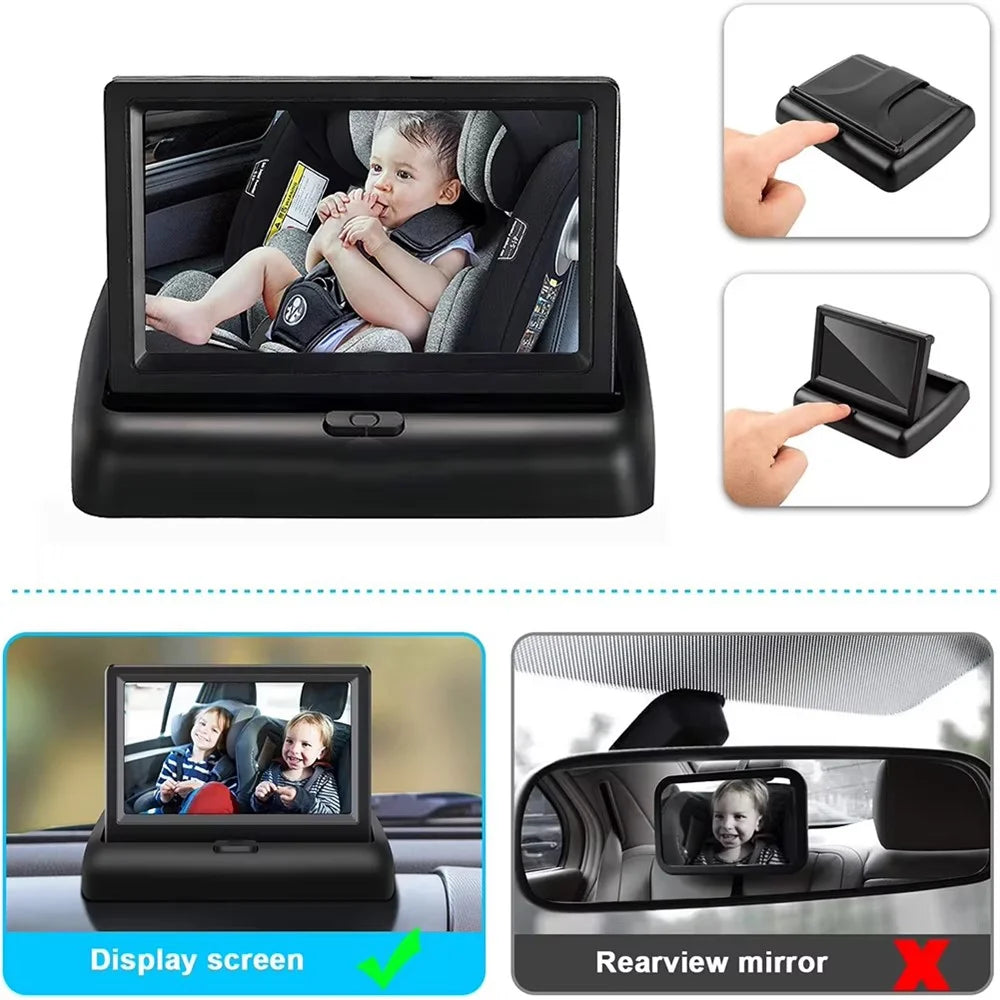 Foldable 4.3 Inch Screen HD 1080P Baby Car Rearview Monitor with Wide Angle Infrared Night Vision Camera - 2