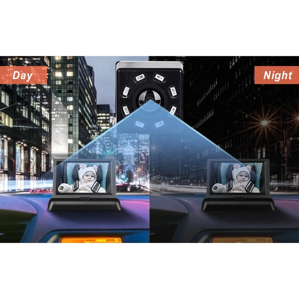 Foldable 4.3 Inch Screen HD 1080P Baby Car Rearview Monitor with Wide Angle Infrared Night Vision Camera - 5