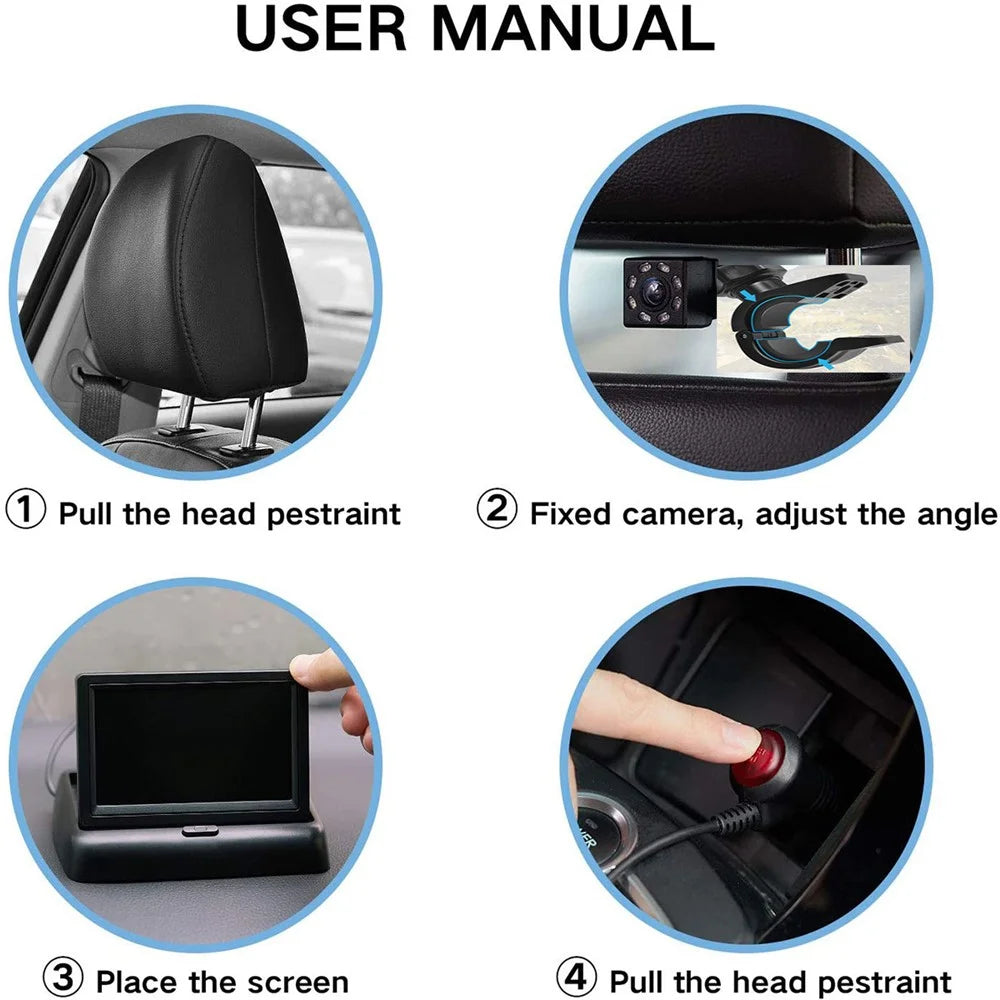 Foldable 4.3 Inch Screen HD 1080P Baby Car Rearview Monitor with Wide Angle Infrared Night Vision Camera - 6