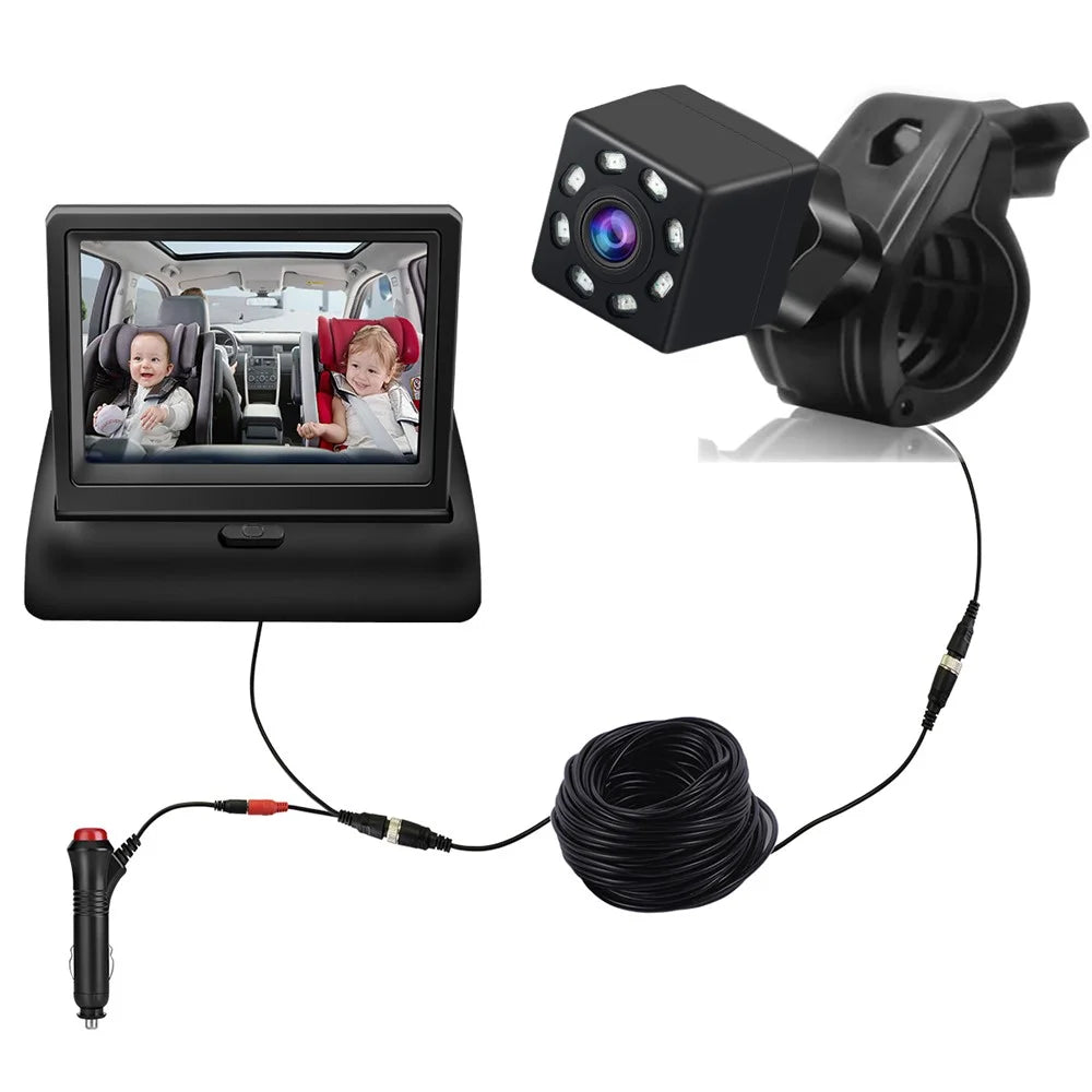 Foldable 4.3 Inch Screen HD 1080P Baby Car Rearview Monitor with Wide Angle Infrared Night Vision Camera - 7