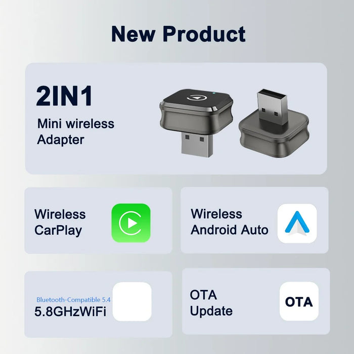 M4 2 in 1 Bluetooth-compatible 5.4 AI Box for CarPlay  /  Android Auto Wired to Wireless Car Adapter - 2