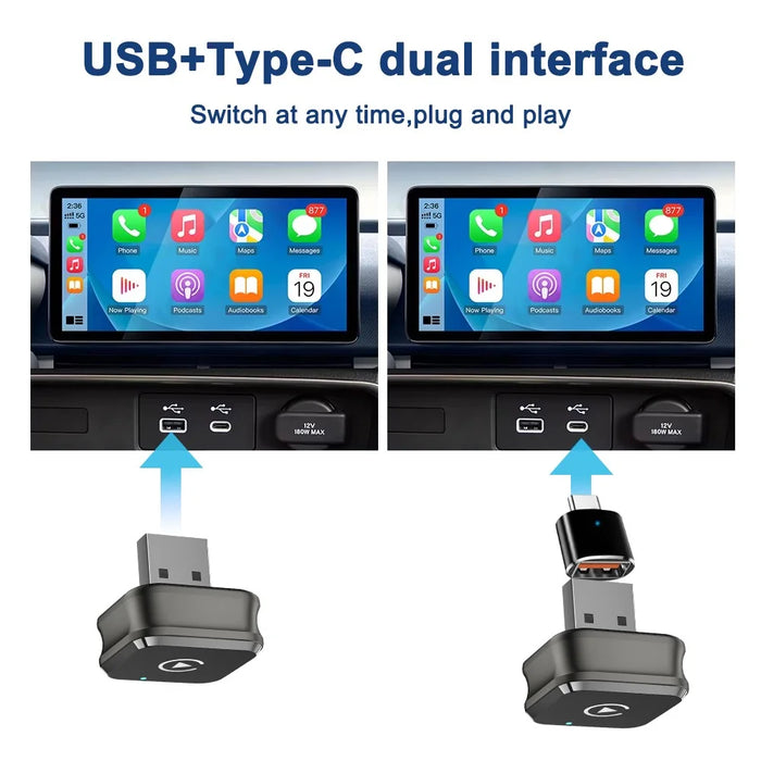 M4 2 in 1 Bluetooth-compatible 5.4 AI Box for CarPlay  /  Android Auto Wired to Wireless Car Adapter - 5