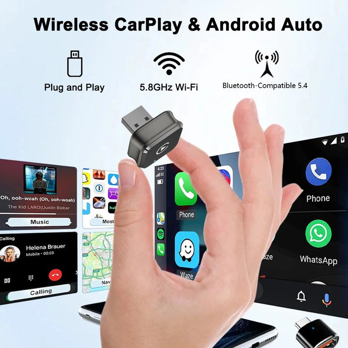 M4 2 in 1 Bluetooth-compatible 5.4 AI Box for CarPlay  /  Android Auto Wired to Wireless Car Adapter - 6