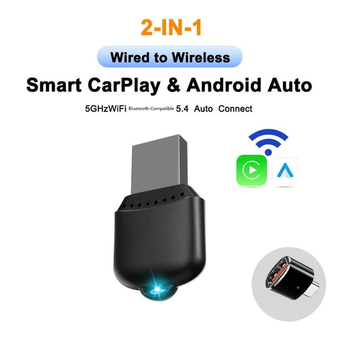 M25 2 in 1 For CarPlay  /  Android Auto Wired to Wireless Car Adapter Bluetooth-compatible 5.4 AI Box USB Dongle - 2