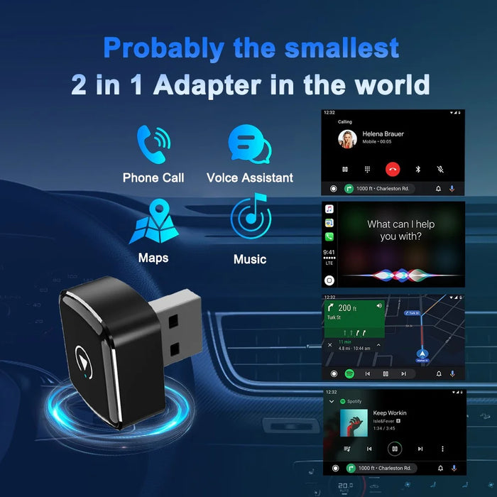 M26 2 in 1 For CarPlay  /  Android Auto Wired to Wireless Car Adapter 5.8G / 2.4G Dual Band WiFi Bluetooth-compatible USB Dongle - 2