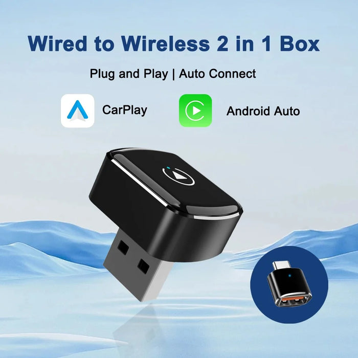 M26 2 in 1 For CarPlay  /  Android Auto Wired to Wireless Car Adapter 5.8G / 2.4G Dual Band WiFi Bluetooth-compatible USB Dongle - 5