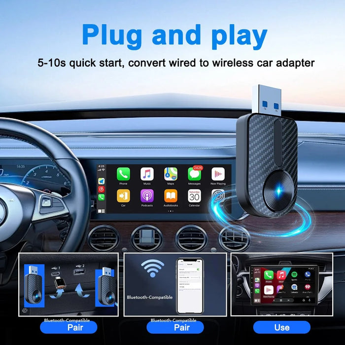 M27 2 in 1 Plug and Play USB AI Box for CarPlay  /  Android Auto Wired to Wireless Car Adapter - 7