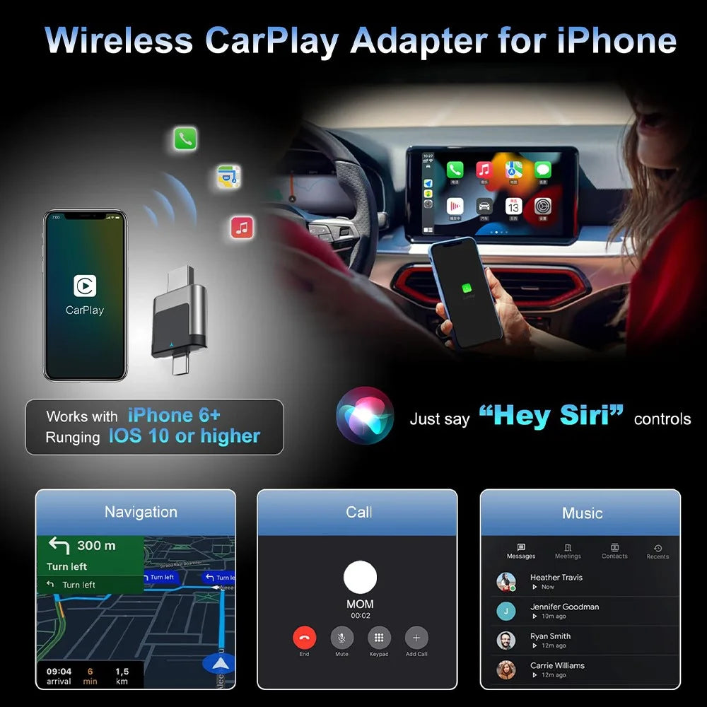 M28 2 in 1 Type C + USB Wireless CarPlay AI Box Android Auto Wired to Wireless Car Adapter - 4