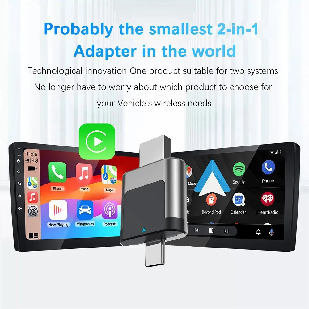 M28 2 in 1 Type C + USB Wireless CarPlay AI Box Android Auto Wired to Wireless Car Adapter - 5