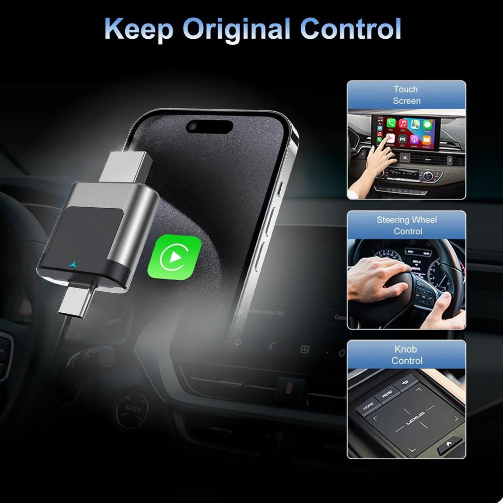 M28 2 in 1 Type C + USB Wireless CarPlay AI Box Android Auto Wired to Wireless Car Adapter - 6