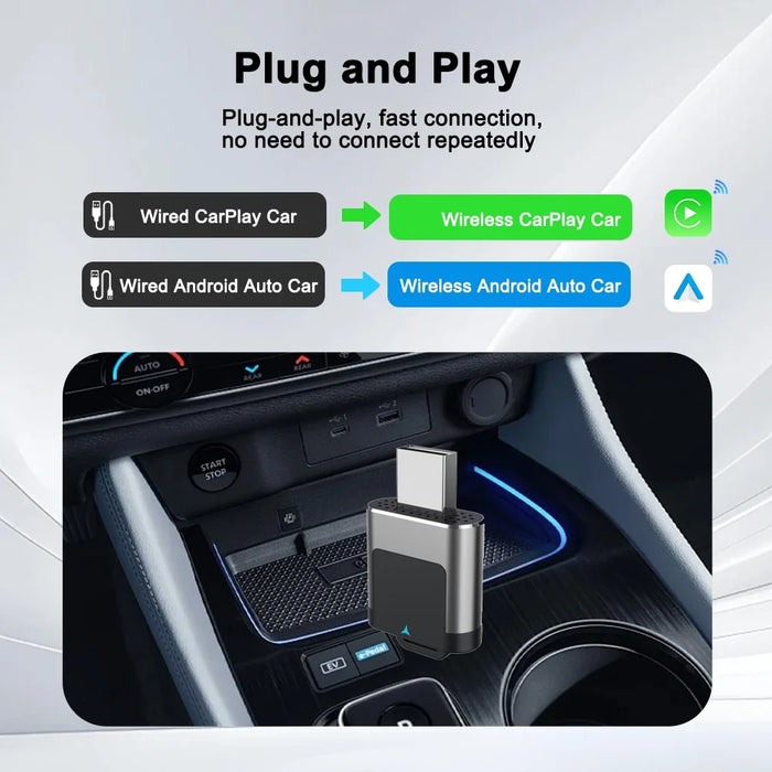 M29 2 in 1 Wireless CarPlay AI Box Plug and Play Android Auto Wired to Wireless Car Adapter - 2