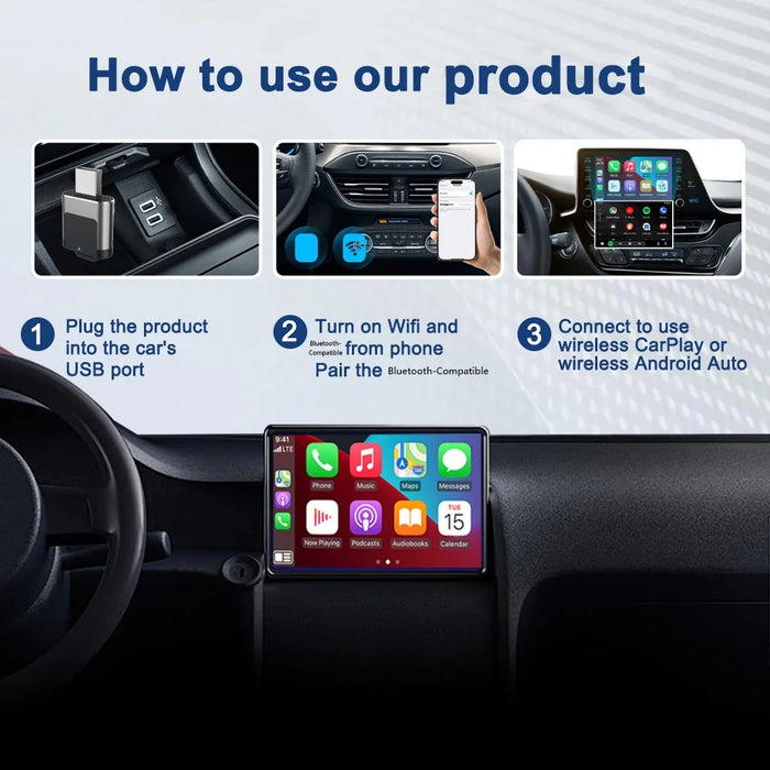 M29 2 in 1 Wireless CarPlay AI Box Plug and Play Android Auto Wired to Wireless Car Adapter - 6