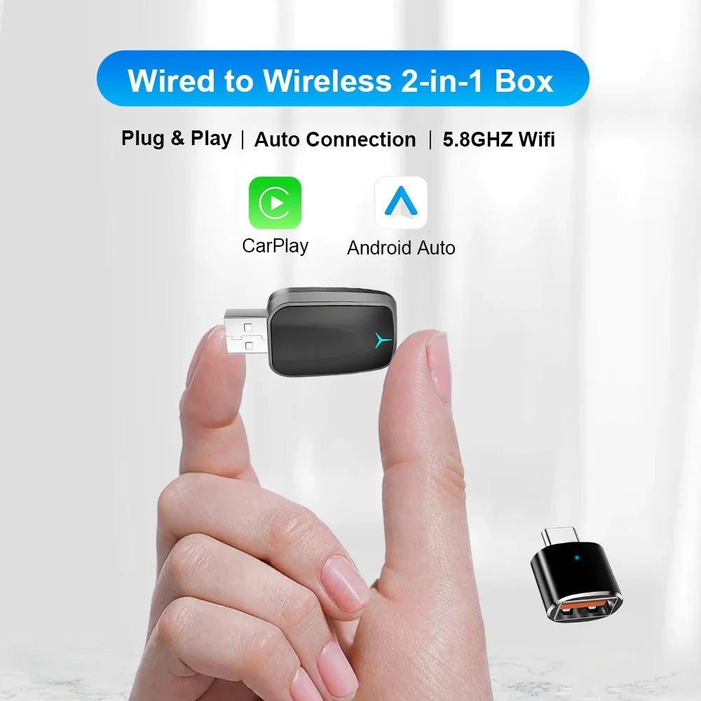 M34 2 in 1 AI Box Wireless Car Adapter for Upgrading Wired CarPlay  /  Android Auto to Wireless Compatible With Built-in CarPlay  /  Android Auto Vehicles - 2