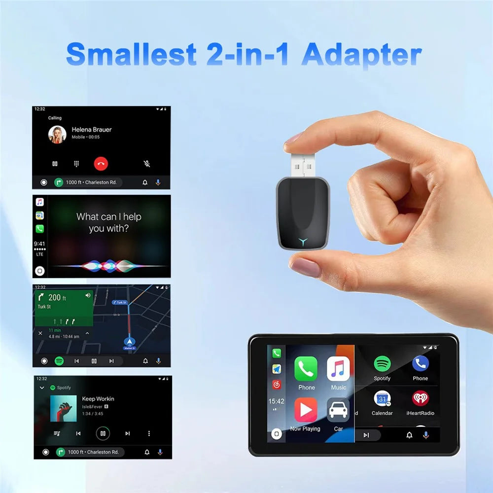 M34 2 in 1 AI Box Wireless Car Adapter for Upgrading Wired CarPlay  /  Android Auto to Wireless Compatible With Built-in CarPlay  /  Android Auto Vehicles - 4