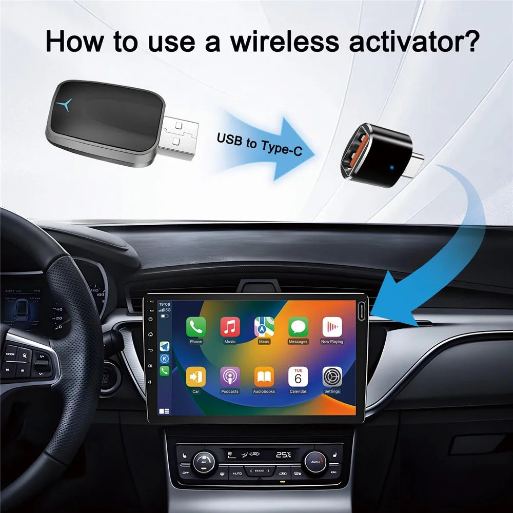 M34 2 in 1 AI Box Wireless Car Adapter for Upgrading Wired CarPlay  /  Android Auto to Wireless Compatible With Built-in CarPlay  /  Android Auto Vehicles - 7