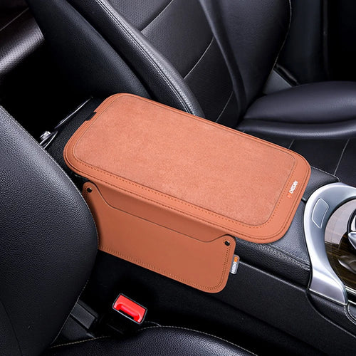 For Performance X3 / X4 / F30 / F06 / F02 Car Armrest Pad Leather Elbow Rest Cover with Storage Pocket - Orange - 1