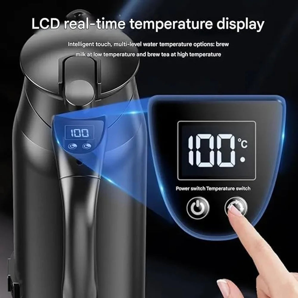 800ml Electric Kettle for 12V / 24V Car Smart Temperature Control Dual Layer Stainless Steel Water Heater Pot (BPA Free, No FDA) - 4