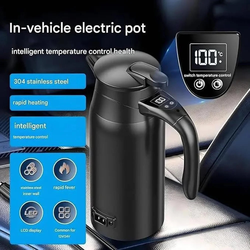 800ml Electric Kettle for 12V / 24V Car Smart Temperature Control Dual Layer Stainless Steel Water Heater Pot (BPA Free, No FDA) - 5