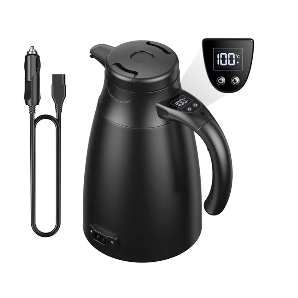 1200ml Electric Kettle for 12V / 24V Car Smart Temperature Control Dual Layer Stainless Steel Water Heater Pot (BPA Free, No FDA) - 1