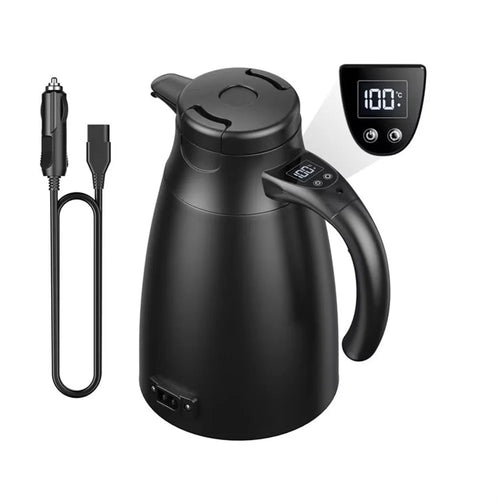 1200ml Electric Kettle for 12V / 24V Car Smart Temperature Control Dual Layer Stainless Steel Water Heater Pot (BPA Free, No FDA) - 1