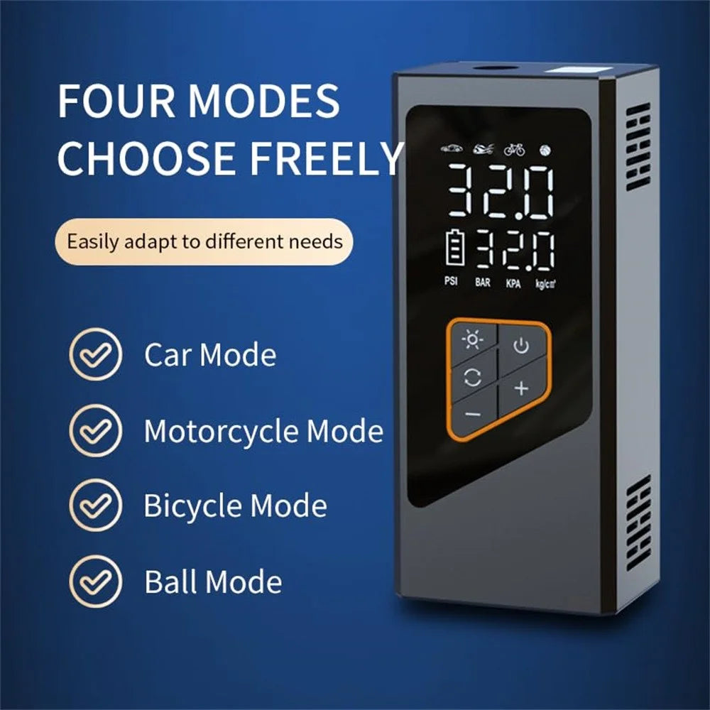 Wireless Car Tire Inflator Digital Display Portable Electric Air Pump Mini Handheld Compressor with Cigarette Lighter Cable - 2