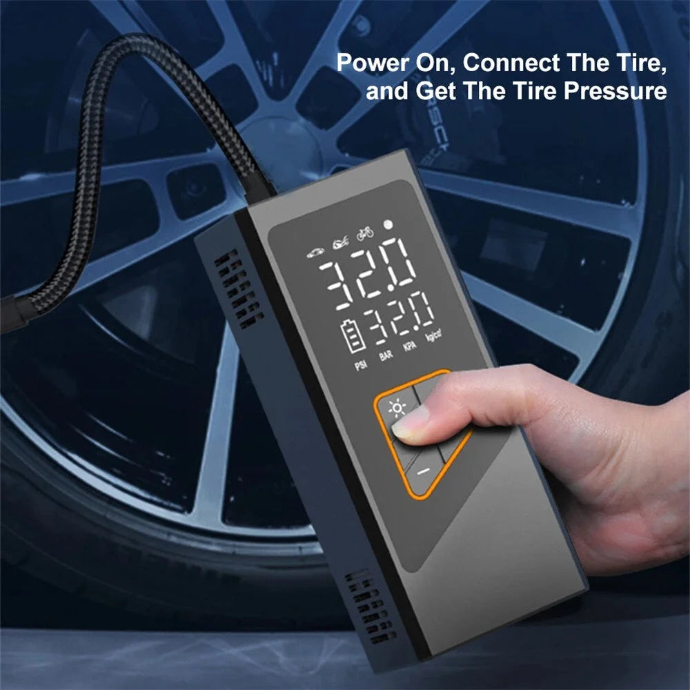 Wireless Car Tire Inflator Digital Display Portable Electric Air Pump Mini Handheld Compressor with Cigarette Lighter Cable - 6