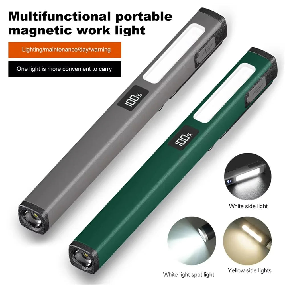 IPX4 Waterproof Mini Pen Light for Camping Work Repair 6 Modes Outdoor Magnetic Flashlight - Green - 3