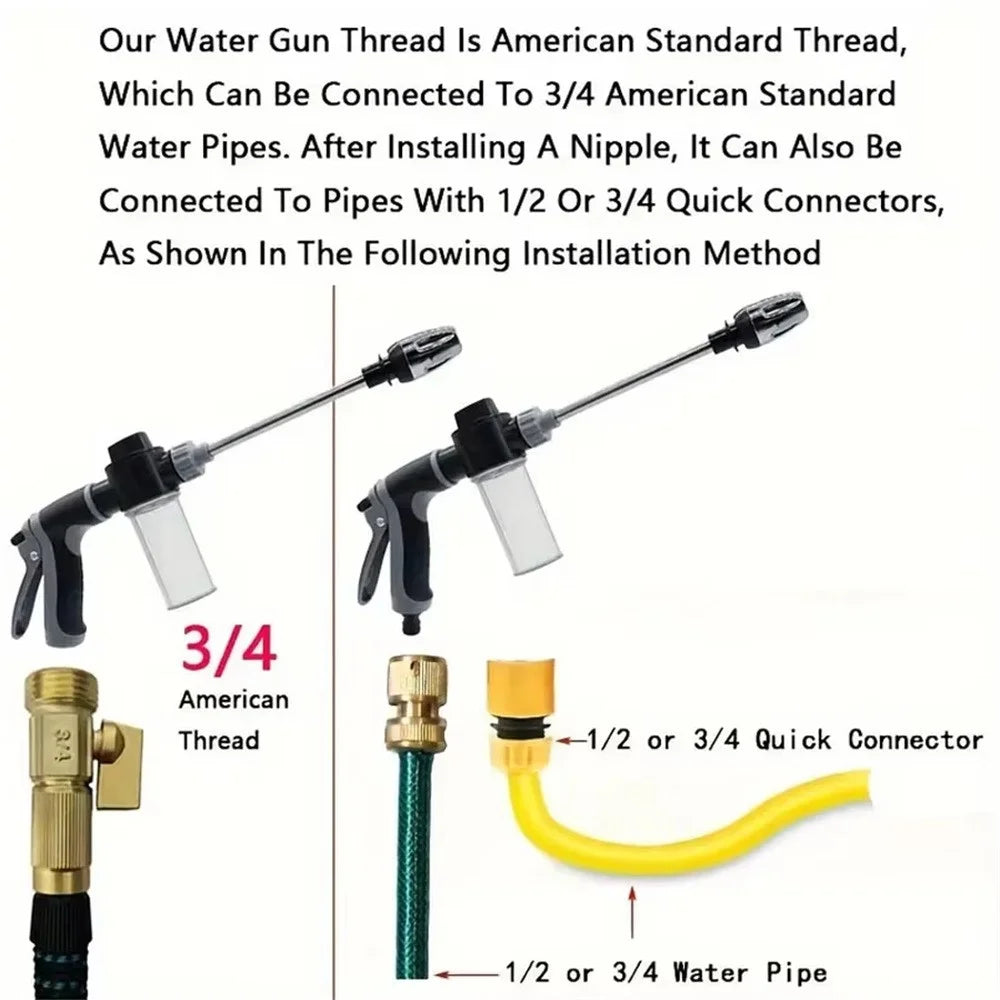 T8 Extended Pole High Pressure Handheld Water Gun for Car Wash Foam Sprayer Cleaning Tool - Blue - 3