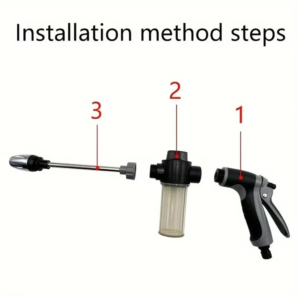 T8 Extended Pole High Pressure Handheld Water Gun for Car Wash Foam Sprayer Cleaning Tool - Blue - 5