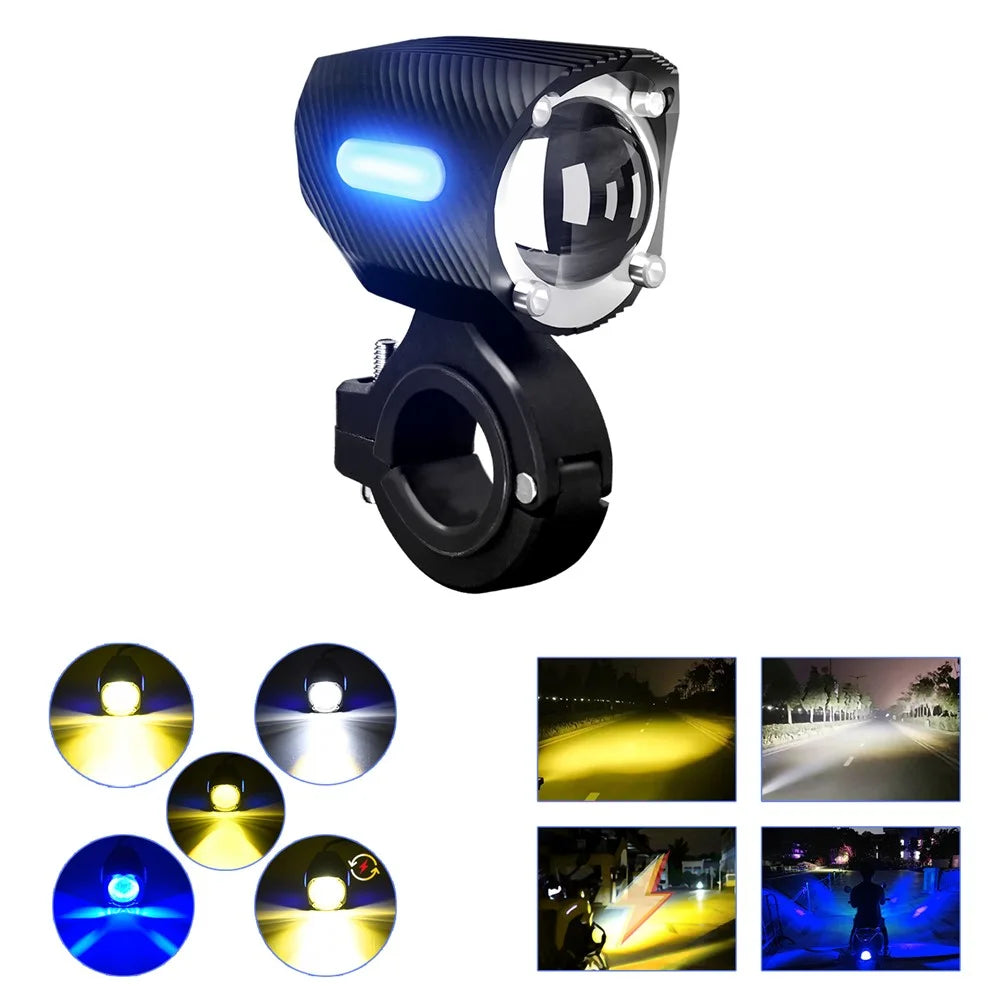 M10 1Pc Motorcycle LED Spotlight Blue Warning Light 5 Modes IP67 Waterproof Auxiliary Lamp - 1