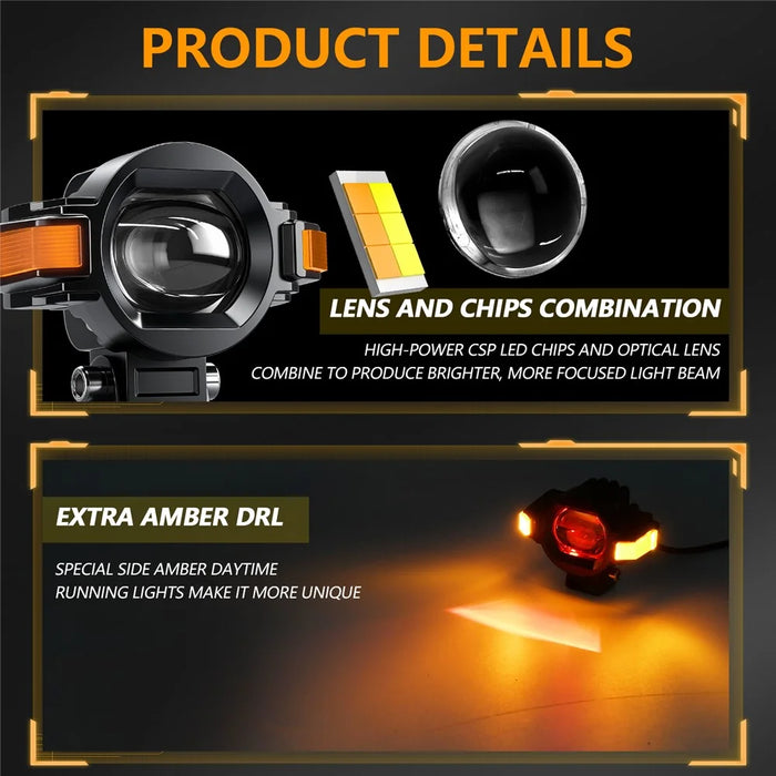 M15 1Pc Motorcycle Auxiliary Lamp IP68 Waterproof High Brightness Aluminum Alloy DRL LED Spotlight - 3