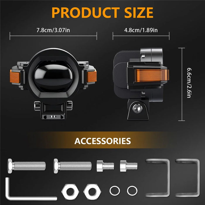 M15 2Pcs Motorcycle Auxiliary Lamp IP68 Waterproof High Brightness Aluminum Alloy DRL LED Spotlight - 6