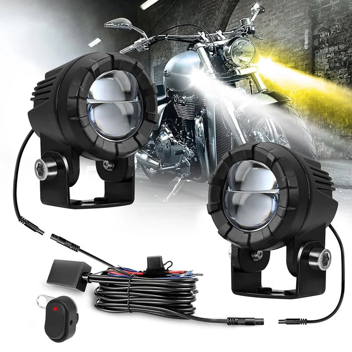 SK2 2Pcs Motorcycle Auxiliary Lights 6 Modes High Low Beam Gourd Shaped Lens LED Spotlight - 3