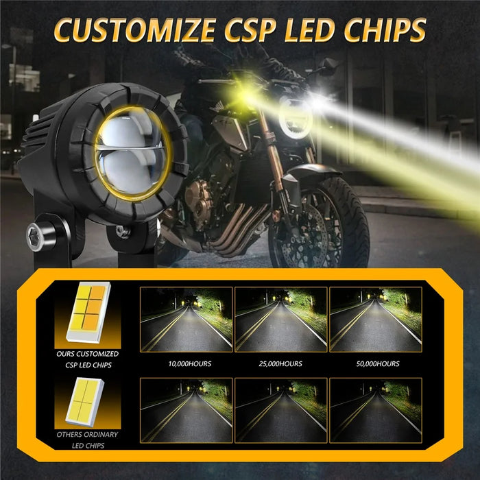 SK2 2Pcs Motorcycle Auxiliary Lights 6 Modes High Low Beam Gourd Shaped Lens LED Spotlight - 6