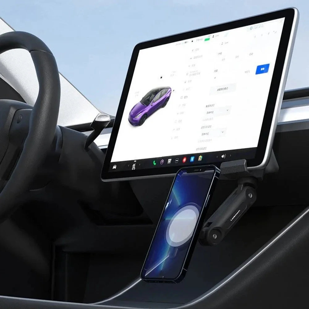 LD-TS1-M4 For Tesla Model 3  /  Y Central Control Screen Magnetic Cell Phone Holder Car 15W Wireless Charger Adjustable Phone Mount - 5
