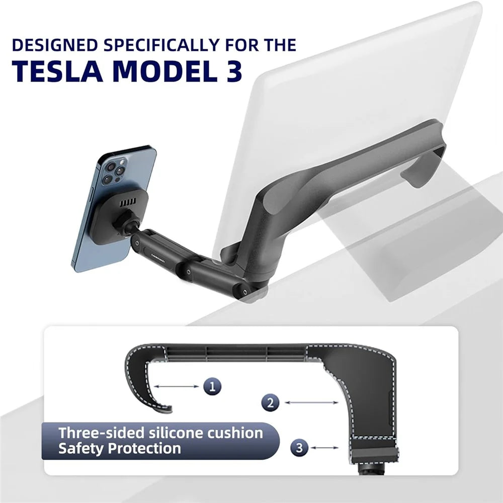 LD-TS2-M4 For Tesla Model 3  /  Y Central Control Screen Dual Arm Magnetic Car Phone Holder 15W Wireless Charger Cellphone Support - 4