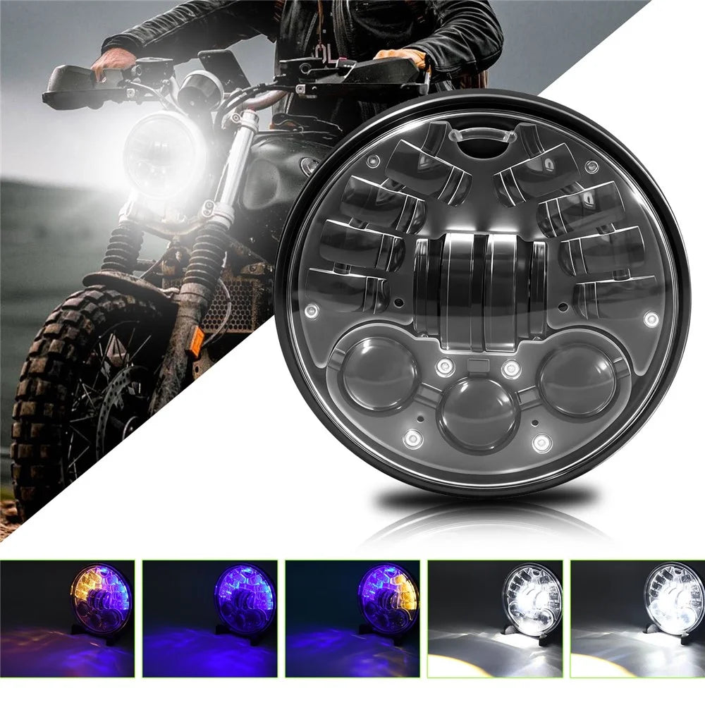 5.75 Inch H4 LED Headlight for Motorcycle Car High Low Beam Lamp DRL Dynamic Turn Signal Light - 1