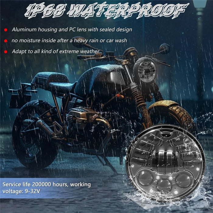 5.75 Inch H4 LED Headlight for Motorcycle Car High Low Beam Lamp DRL Dynamic Turn Signal Light - 5