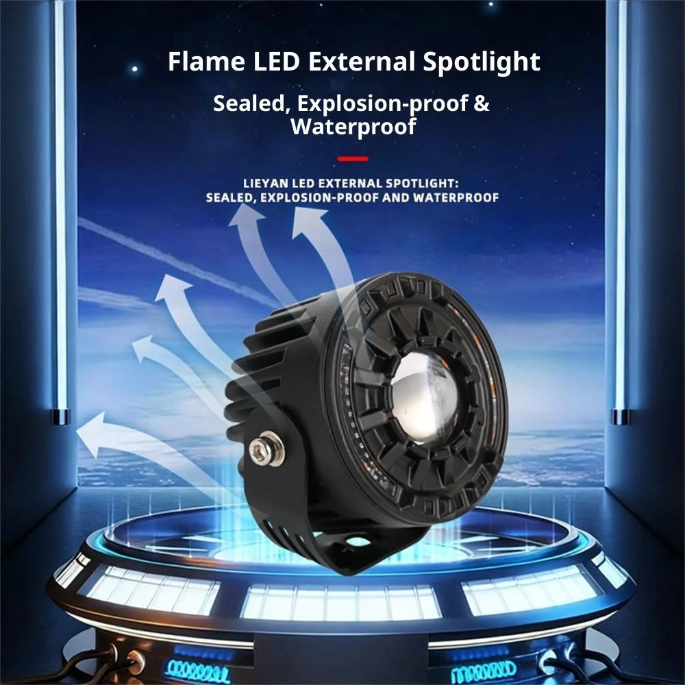 30W LED Motorcycle Headlight 3 Color Modes IP67 Waterproof Die Cast Aluminum Front Lamp - 3