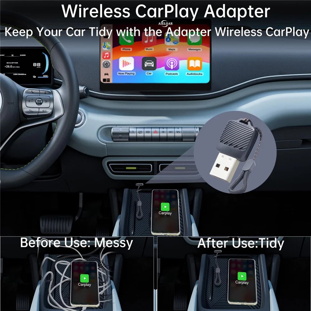 2 in 1 Wireless CarPlay Android Auto Adapter Wired to Wireless Smart USB Dongle for iPhone and Android - 3