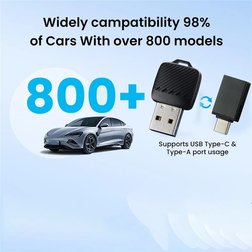 2 in 1 Wireless CarPlay Android Auto Adapter Wired to Wireless Smart USB Dongle for iPhone and Android - 5