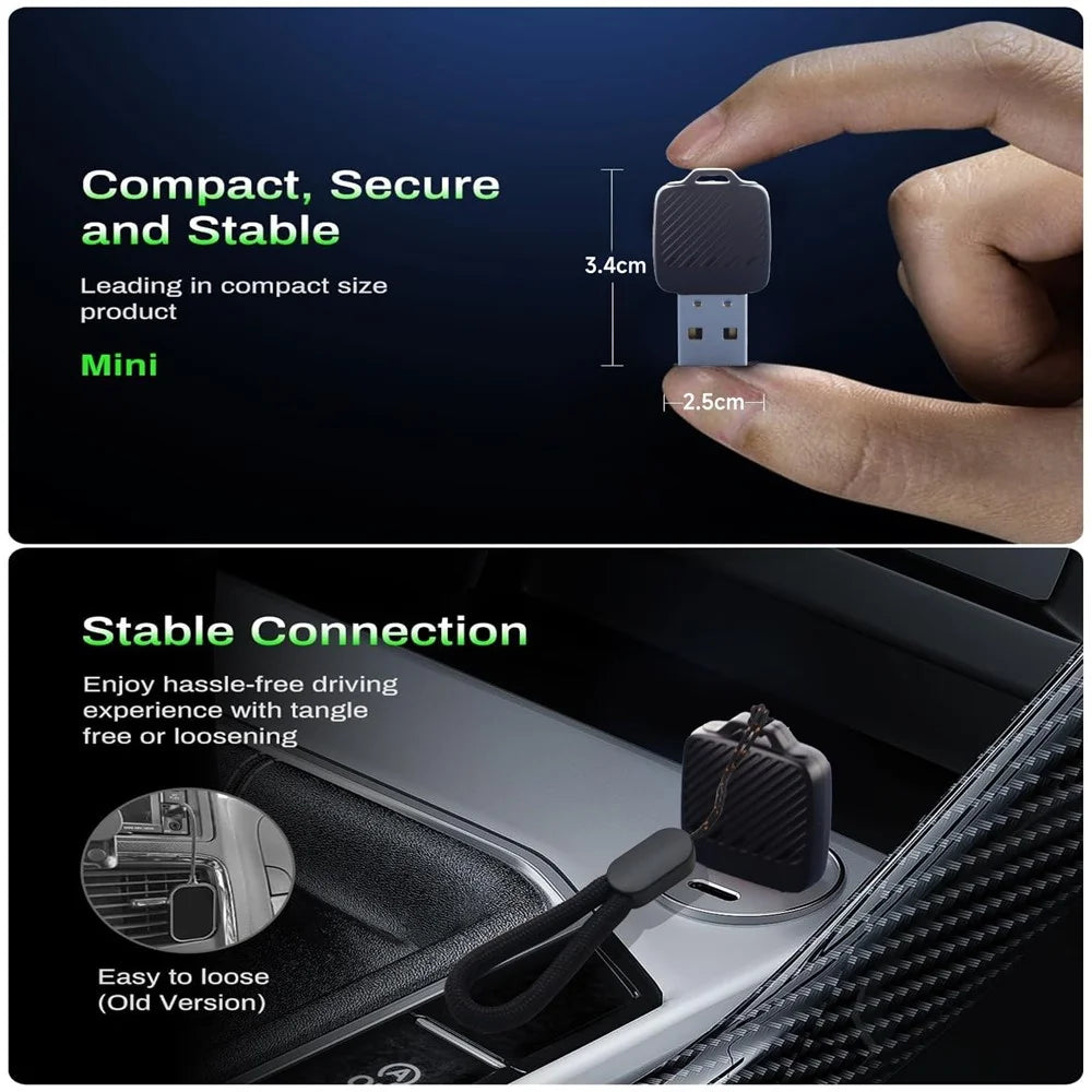 2 in 1 Wireless CarPlay Android Auto Adapter Wired to Wireless Smart USB Dongle for iPhone and Android - 7