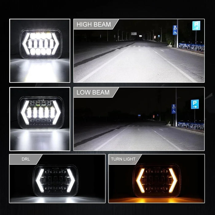 7 Inch LED Headlight with Arrow Turn Signals High Low Beam Offroad Driving Light Daytime Running Lamp - 5