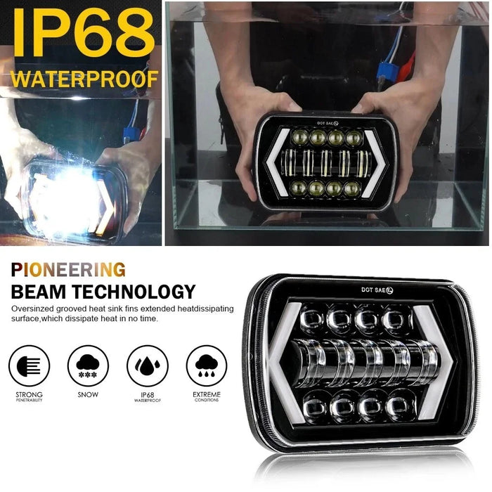 7 Inch LED Headlight with Arrow Turn Signals High Low Beam Offroad Driving Light Daytime Running Lamp - 7