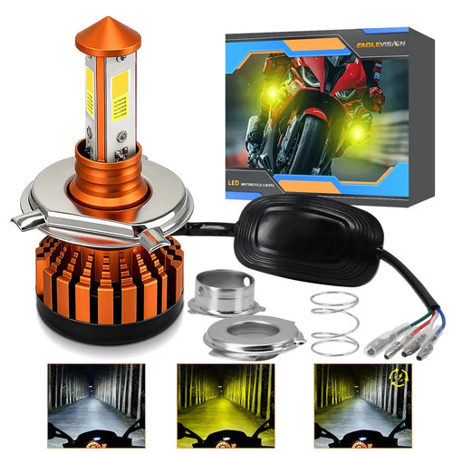C01 White Yellow Dual Color 3-Sided LED Spotlight Waterproof High Brightness Motorcycle Headlight - 1