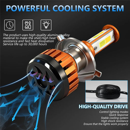 C01 White Yellow Dual Color 3-Sided LED Spotlight Waterproof High Brightness Motorcycle Headlight - 2
