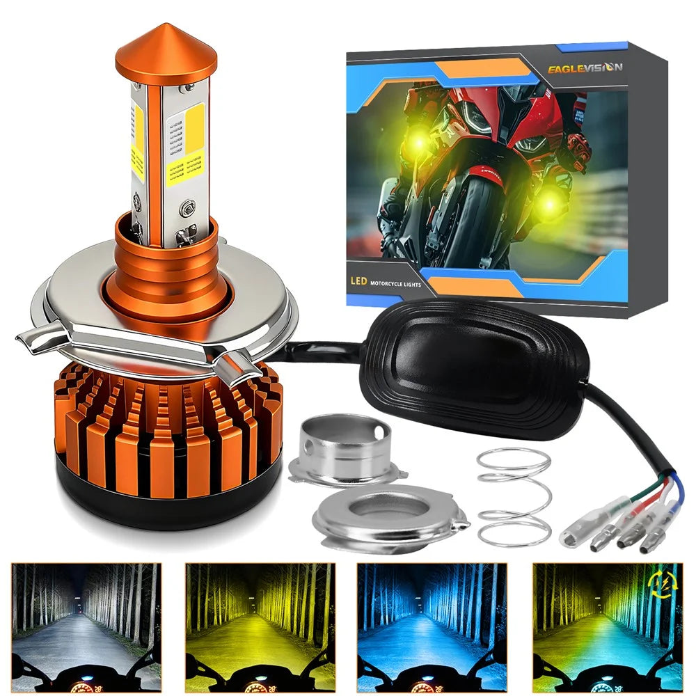 C01 Yellow White Blue Multi-Color LED Spotlight IP67 Waterproof Aluminum Alloy Motorcycle Headlight - 1