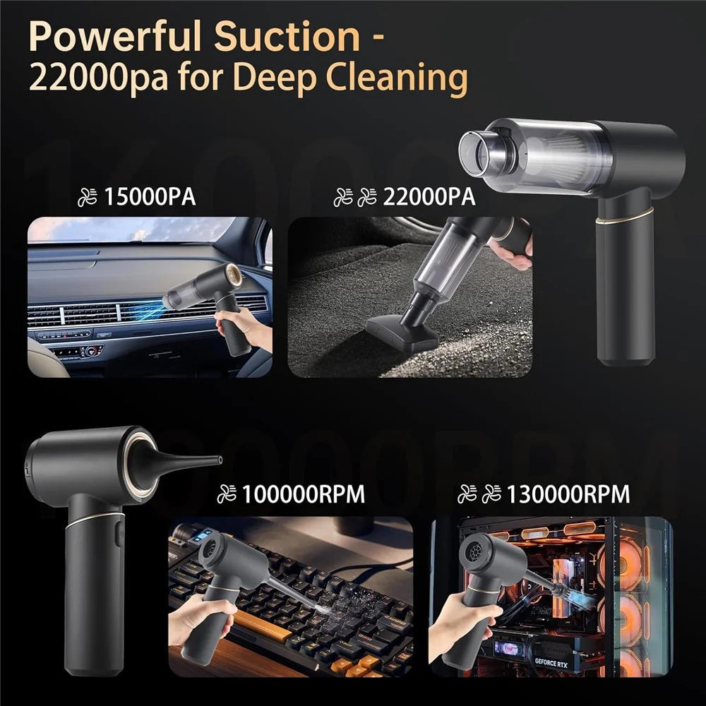 Portable Car Vacuum Cleaner Suction Blowing 2 in 1 High Power 22000Pa Wireless Cleaner for Auto / Home - 3